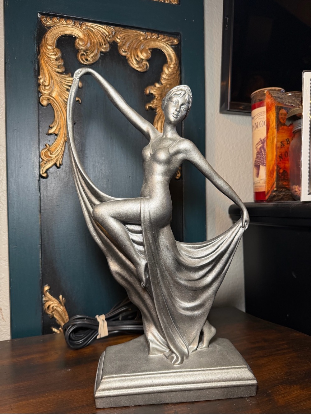 Vintage Apollo Art Deco Style Dancing Lady Figural Lamp